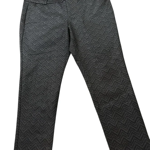 Torrid 14 Regular Trousers Slight Metallic Thread Black And Gray Zigzag Print - Picture 2 of 4